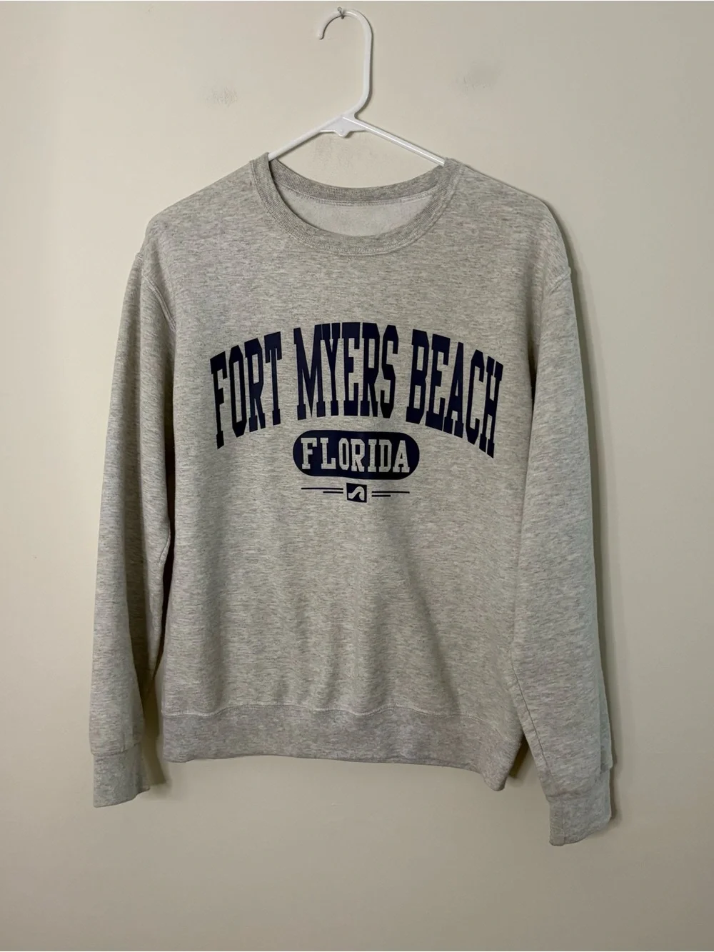 Adult Small Crewneck Sweatshirt Grey Blue Ft. Meyers Beach Florida Vacation